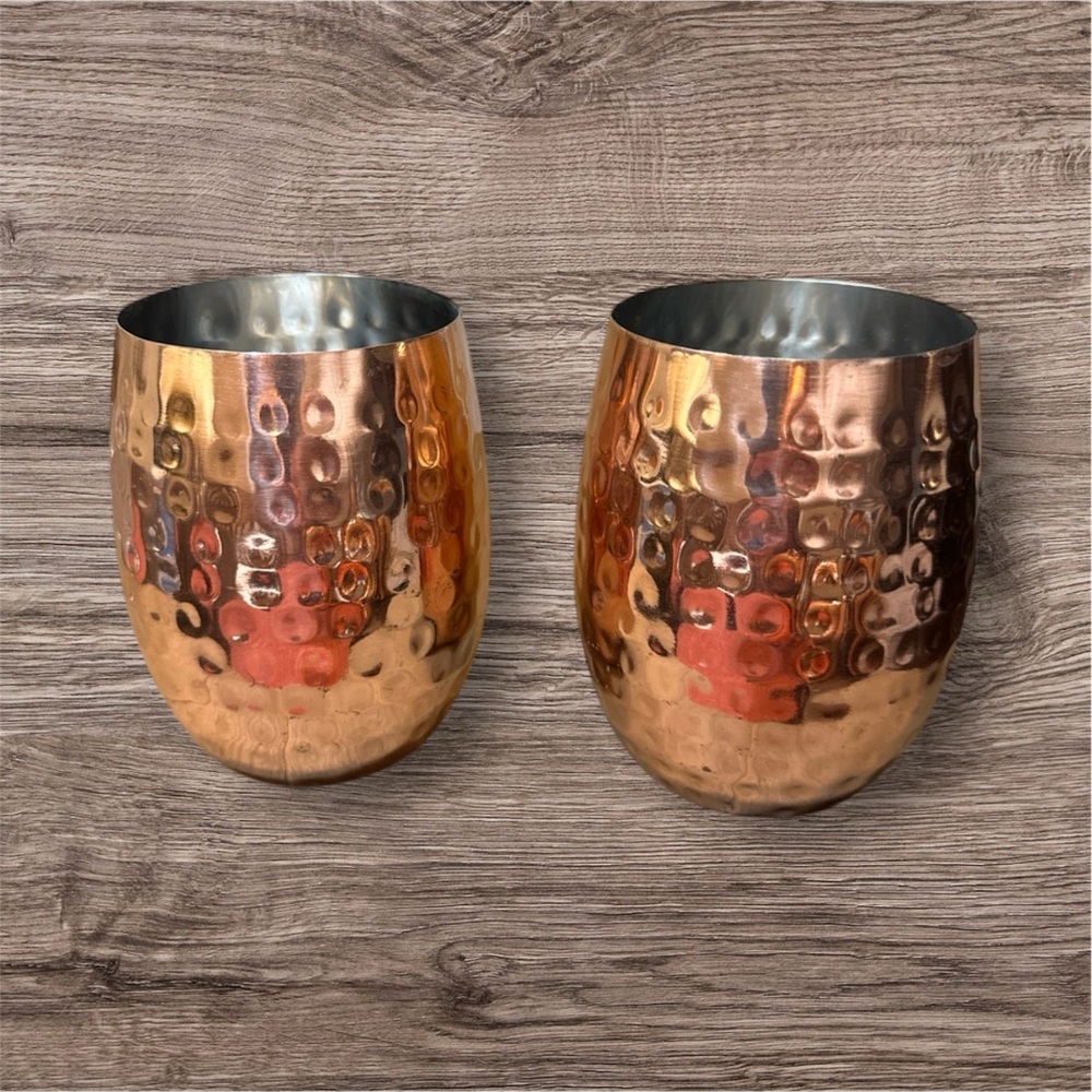 Source Unknown Copper Hammered Mugs